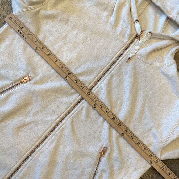 Athleta Cozy Karma Oatmeal Full Zip Thumb Holes Hooded Jacket Size Small - Picture 7 of 10